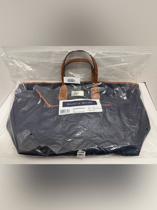 Dooney & Bourke Handbags - Dooney & Bourke Navy Tote with Brown Trim